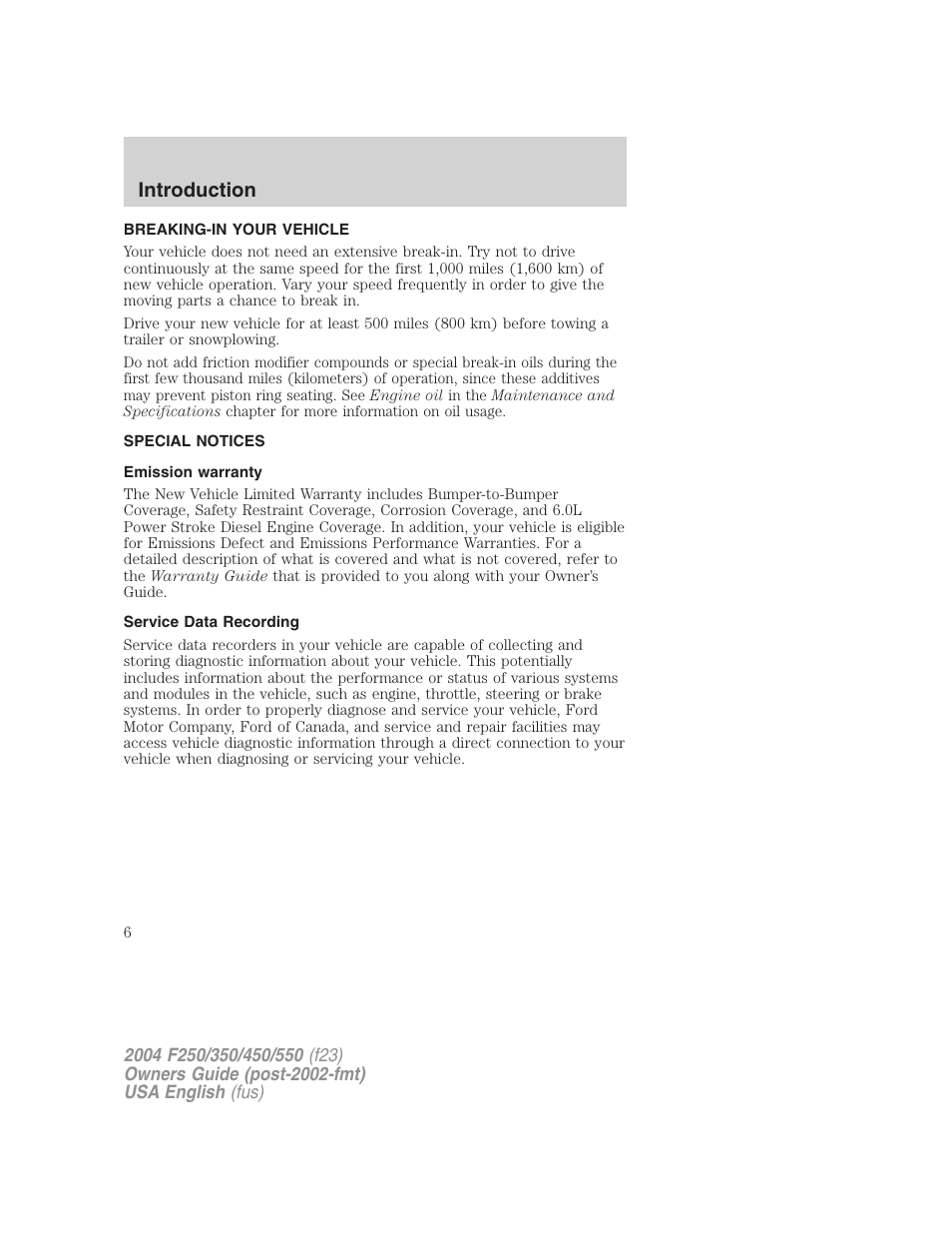 Introduction | FORD 2004 F-550 v.3 User Manual | Page 6 / 312