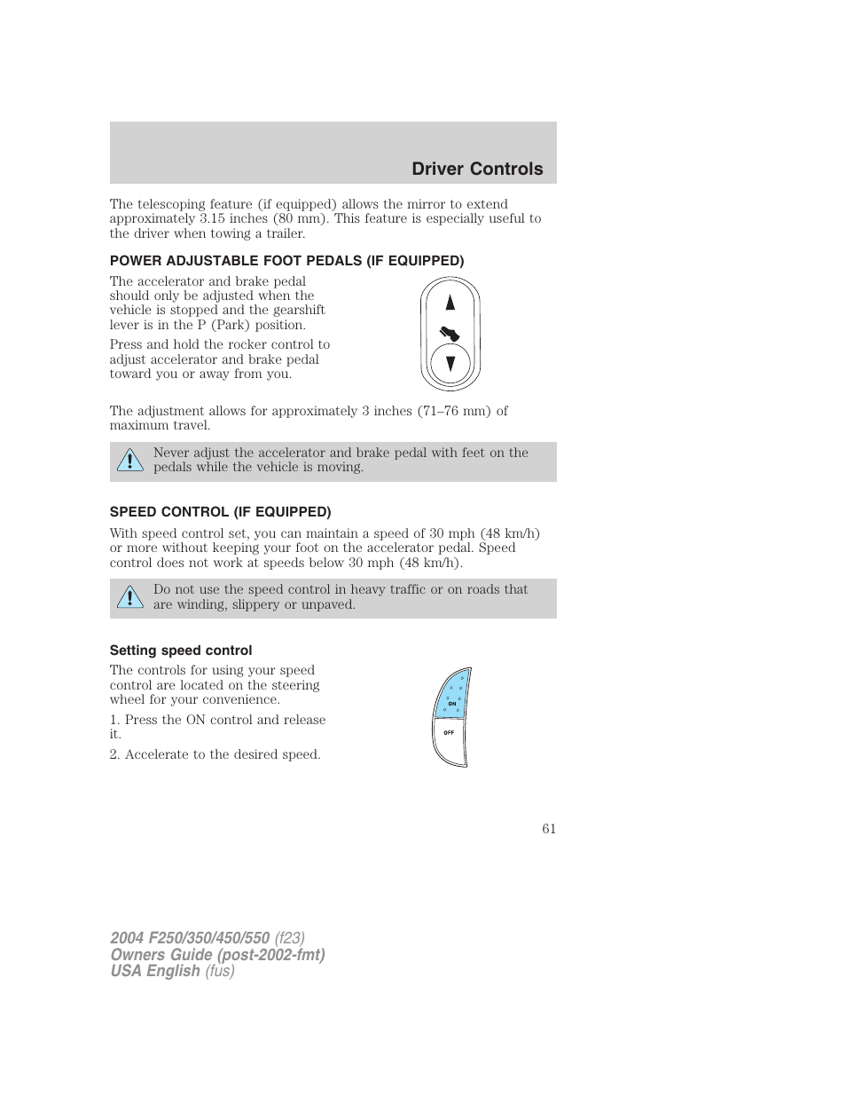 Driver controls | FORD 2004 F-550 v.3 User Manual | Page 61 / 312