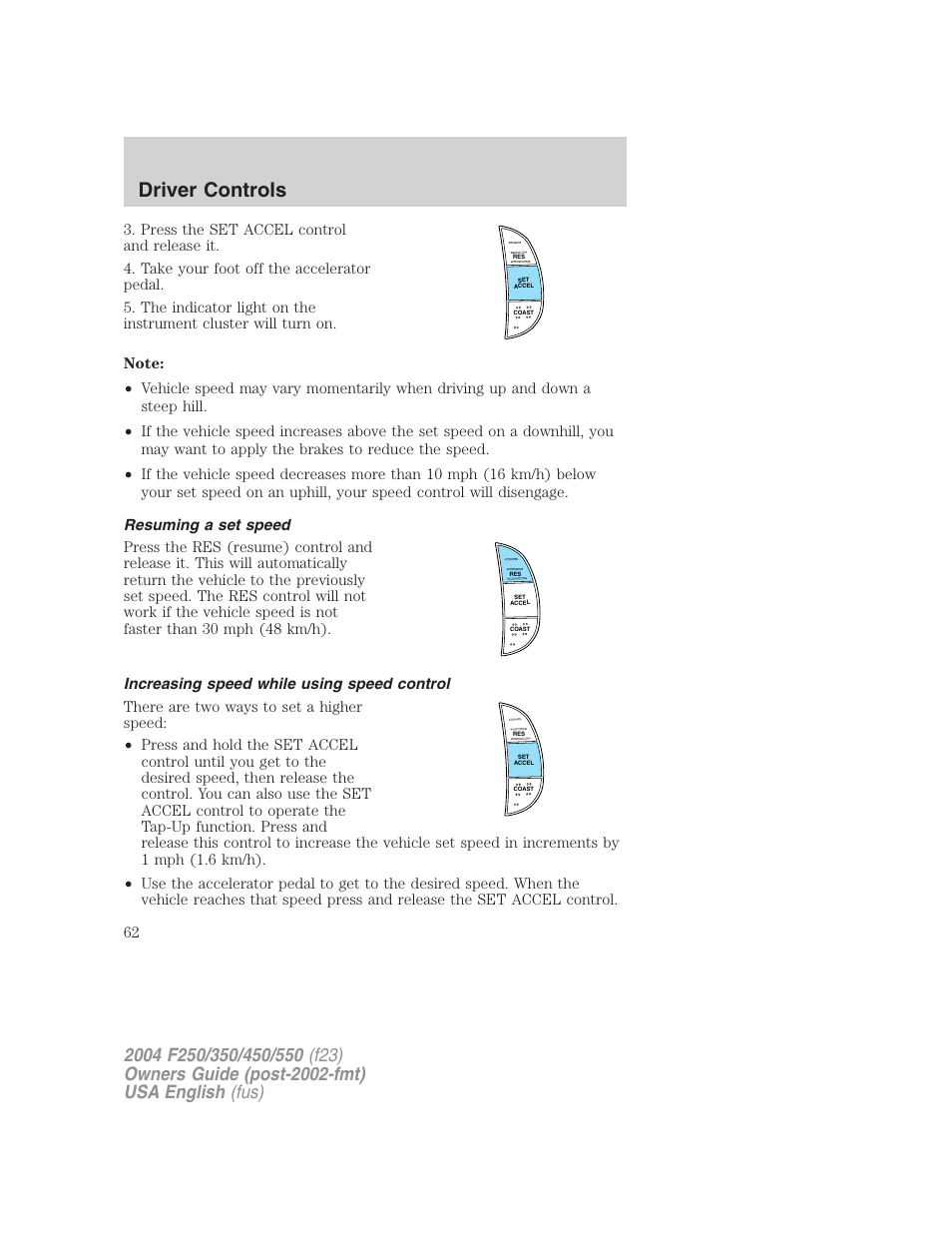 Driver controls | FORD 2004 F-550 v.3 User Manual | Page 62 / 312
