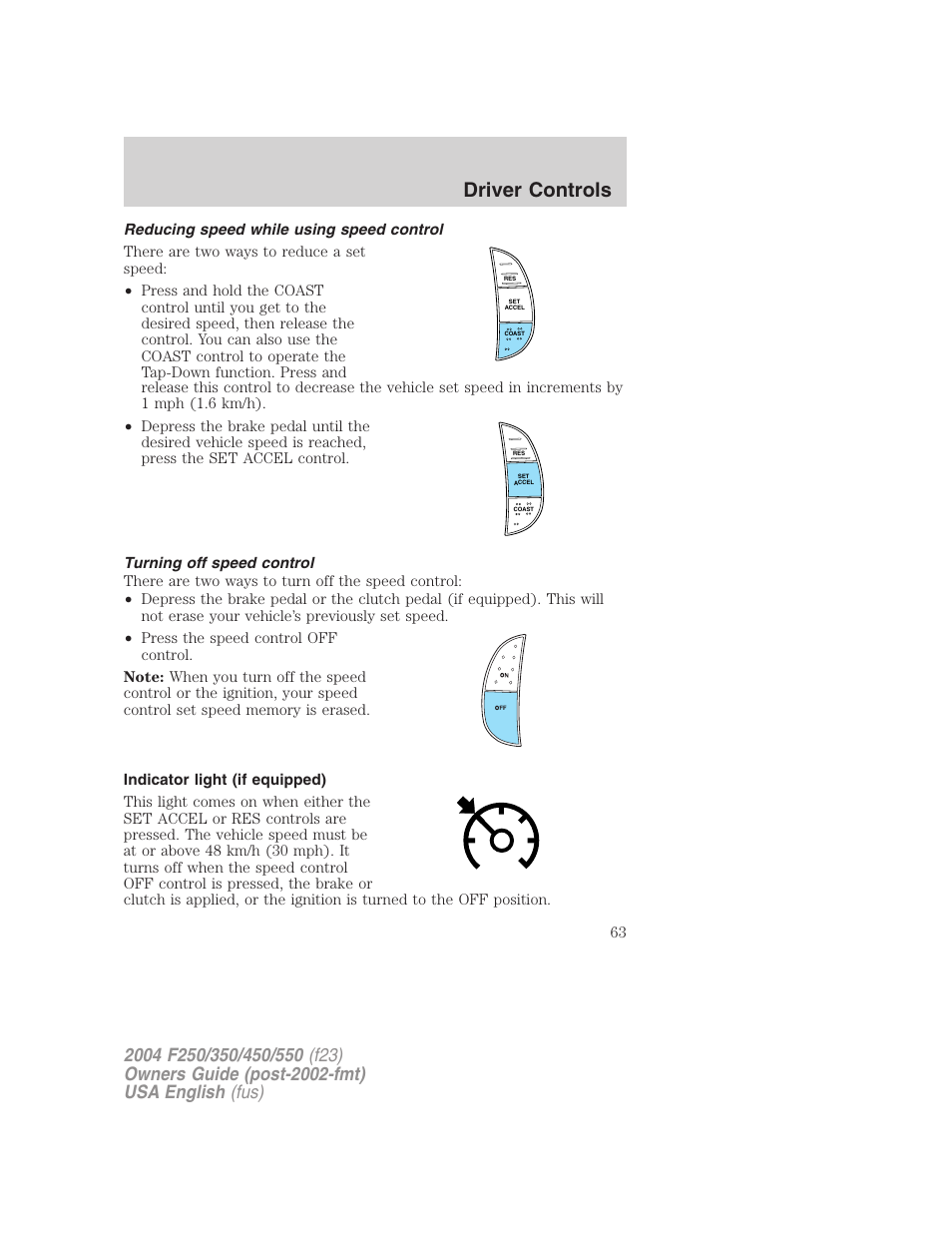 Driver controls | FORD 2004 F-550 v.3 User Manual | Page 63 / 312