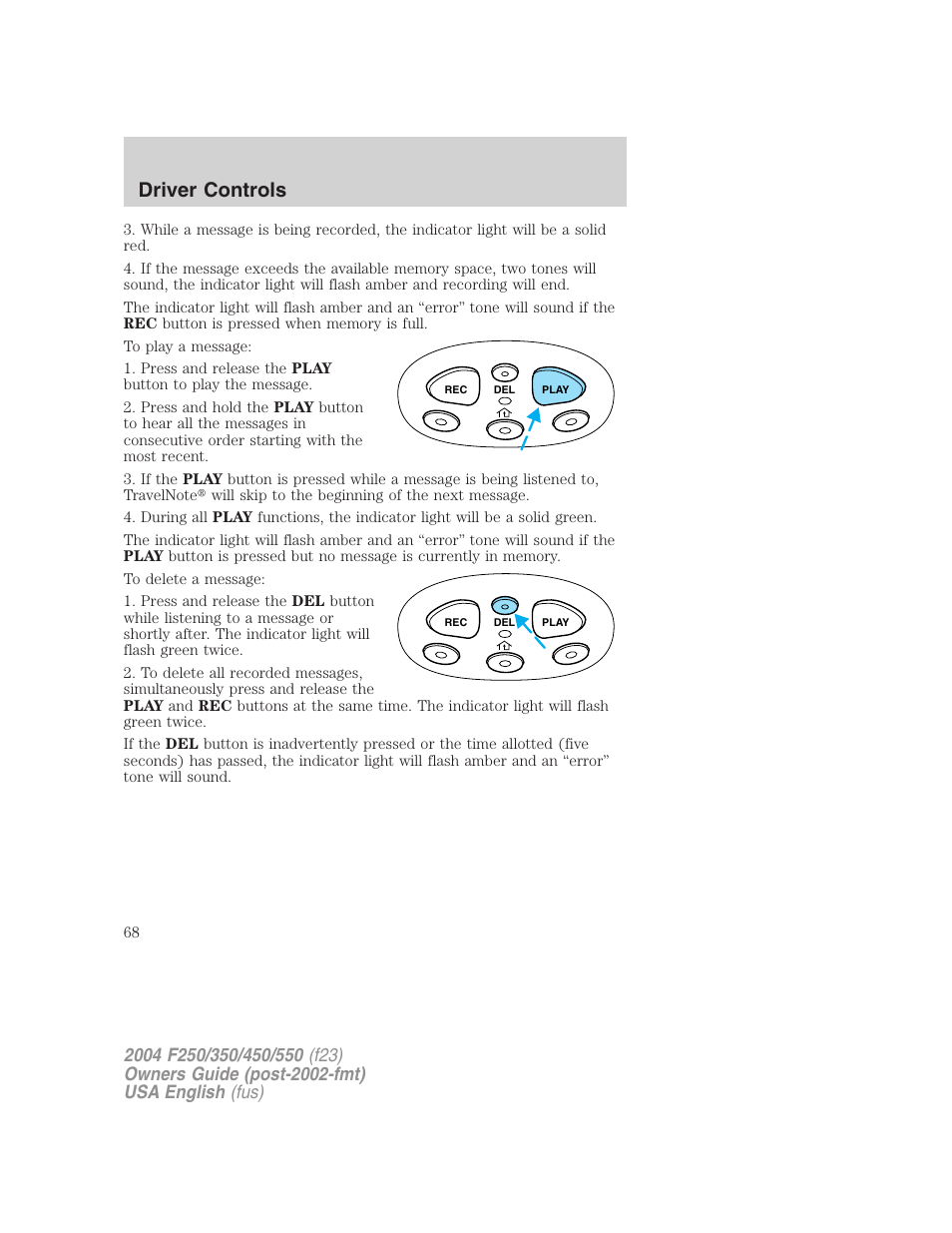 Driver controls | FORD 2004 F-550 v.3 User Manual | Page 68 / 312