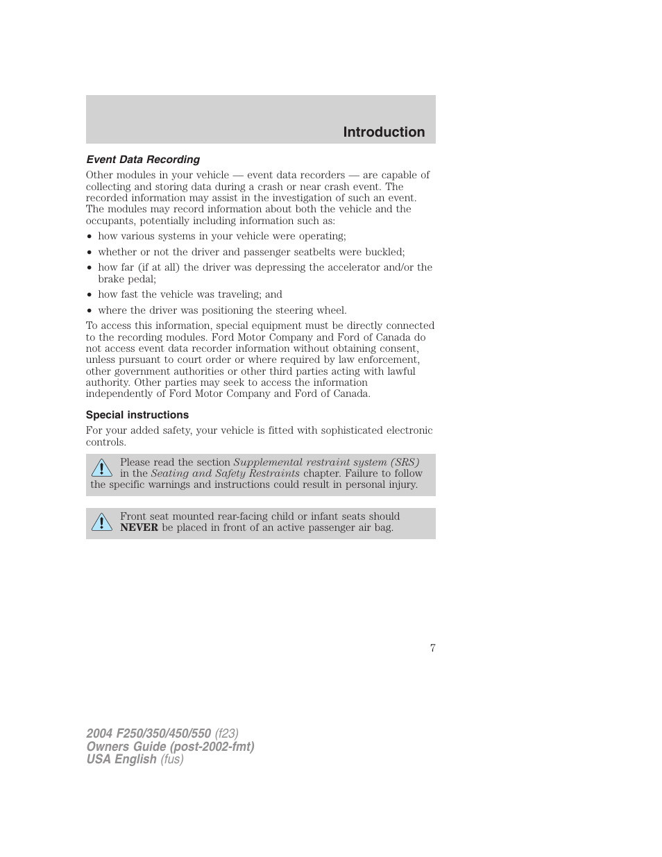 Introduction | FORD 2004 F-550 v.3 User Manual | Page 7 / 312