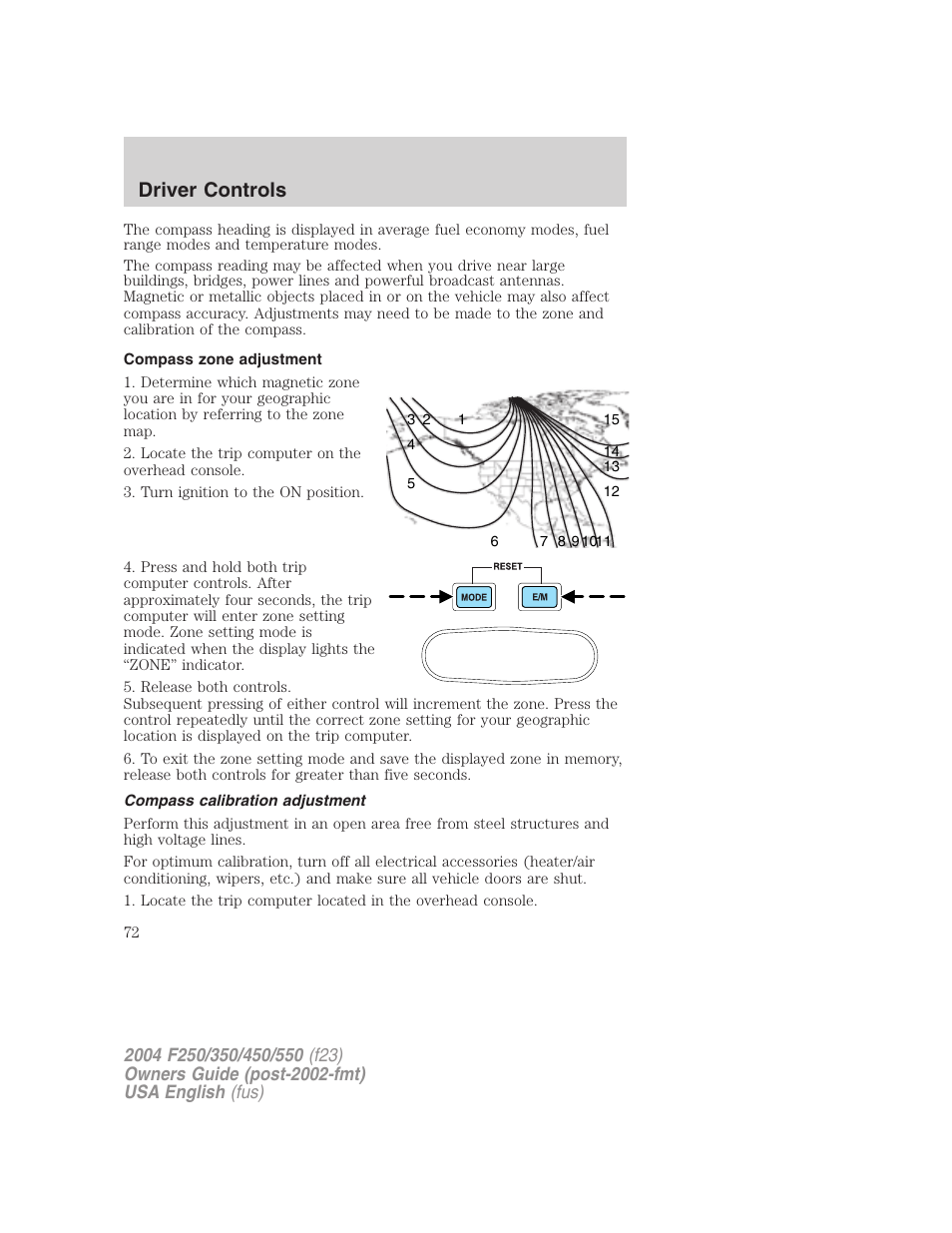 Driver controls | FORD 2004 F-550 v.3 User Manual | Page 72 / 312