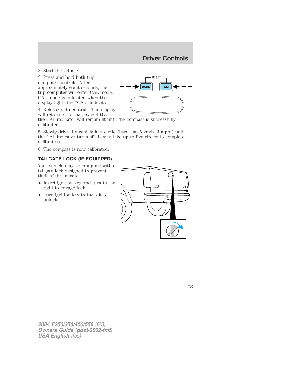 Driver controls | FORD 2004 F-550 v.3 User Manual | Page 73 / 312