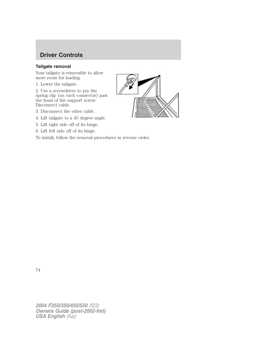 Driver controls | FORD 2004 F-550 v.3 User Manual | Page 74 / 312