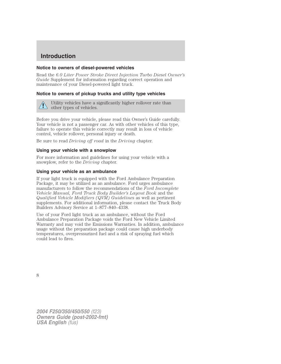 Introduction | FORD 2004 F-550 v.3 User Manual | Page 8 / 312