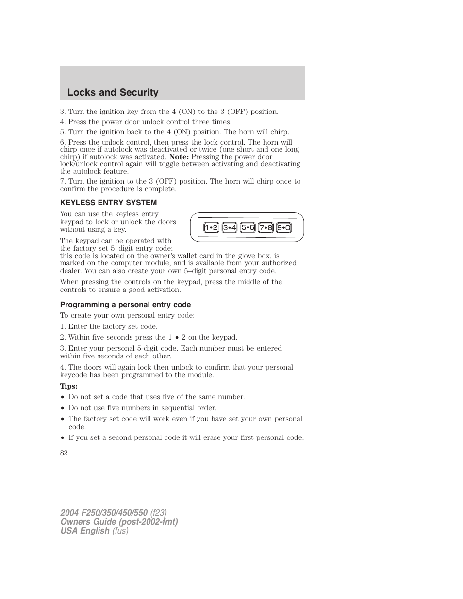 Locks and security | FORD 2004 F-550 v.3 User Manual | Page 82 / 312