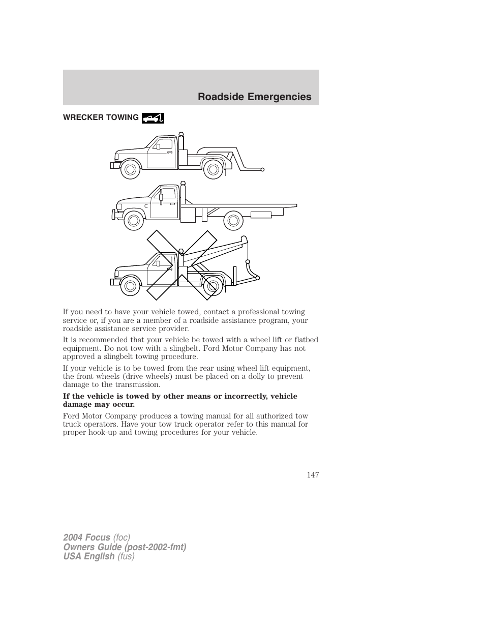 Roadside emergencies | FORD 2004 Focus v.1 User Manual | Page 147 / 232