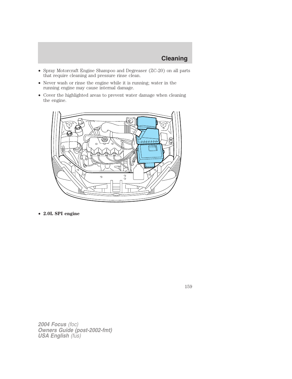 Cleaning | FORD 2004 Focus v.1 User Manual | Page 159 / 232