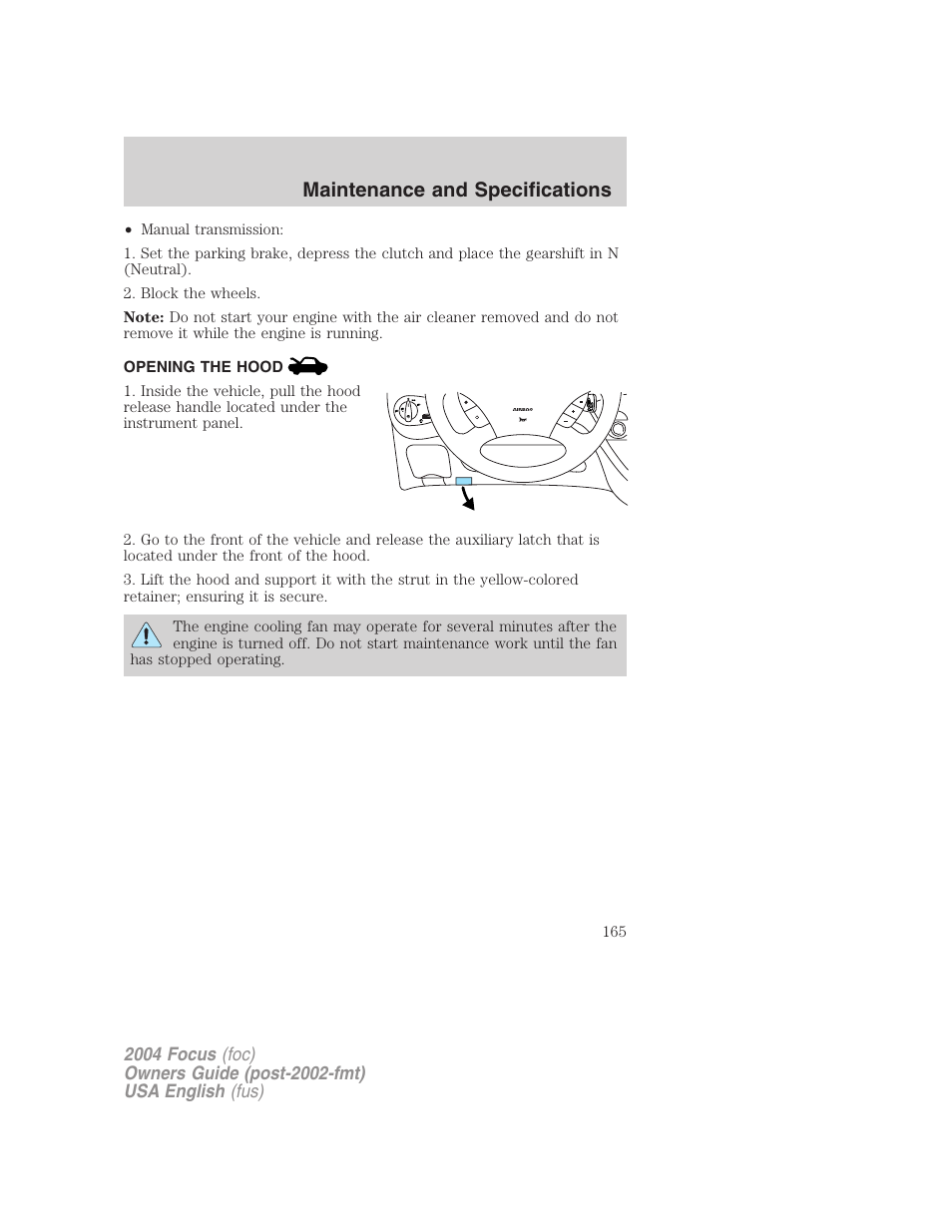 Maintenance and specifications | FORD 2004 Focus v.1 User Manual | Page 165 / 232