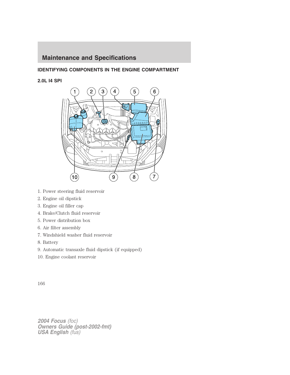Maintenance and specifications | FORD 2004 Focus v.1 User Manual | Page 166 / 232