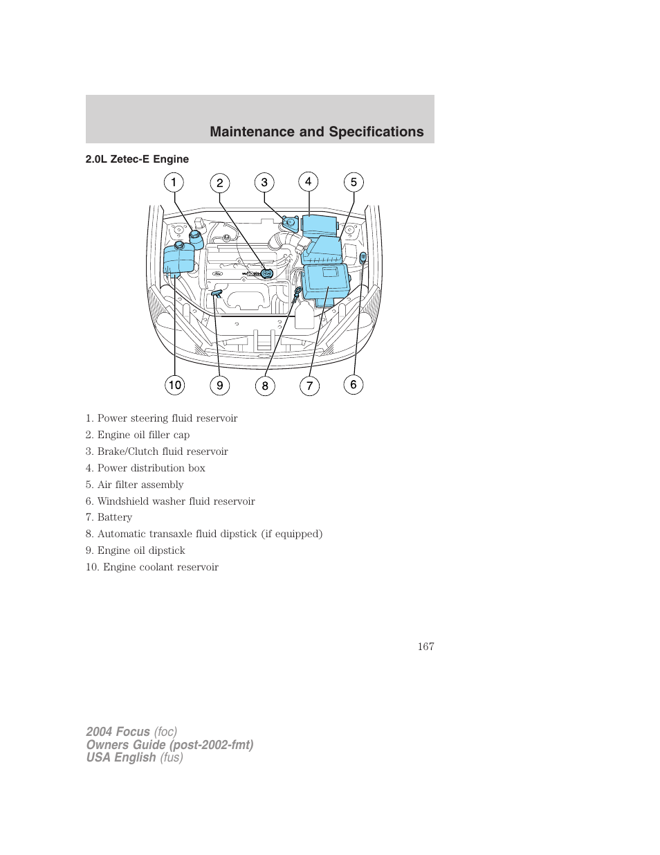 Maintenance and specifications | FORD 2004 Focus v.1 User Manual | Page 167 / 232