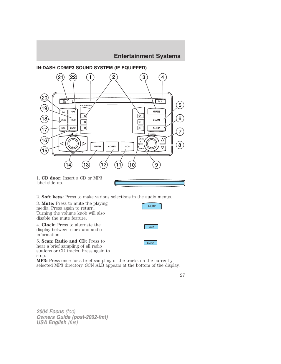 Entertainment systems | FORD 2004 Focus v.1 User Manual | Page 27 / 232