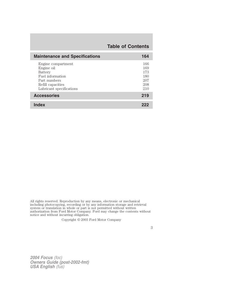 FORD 2004 Focus v.1 User Manual | Page 3 / 232