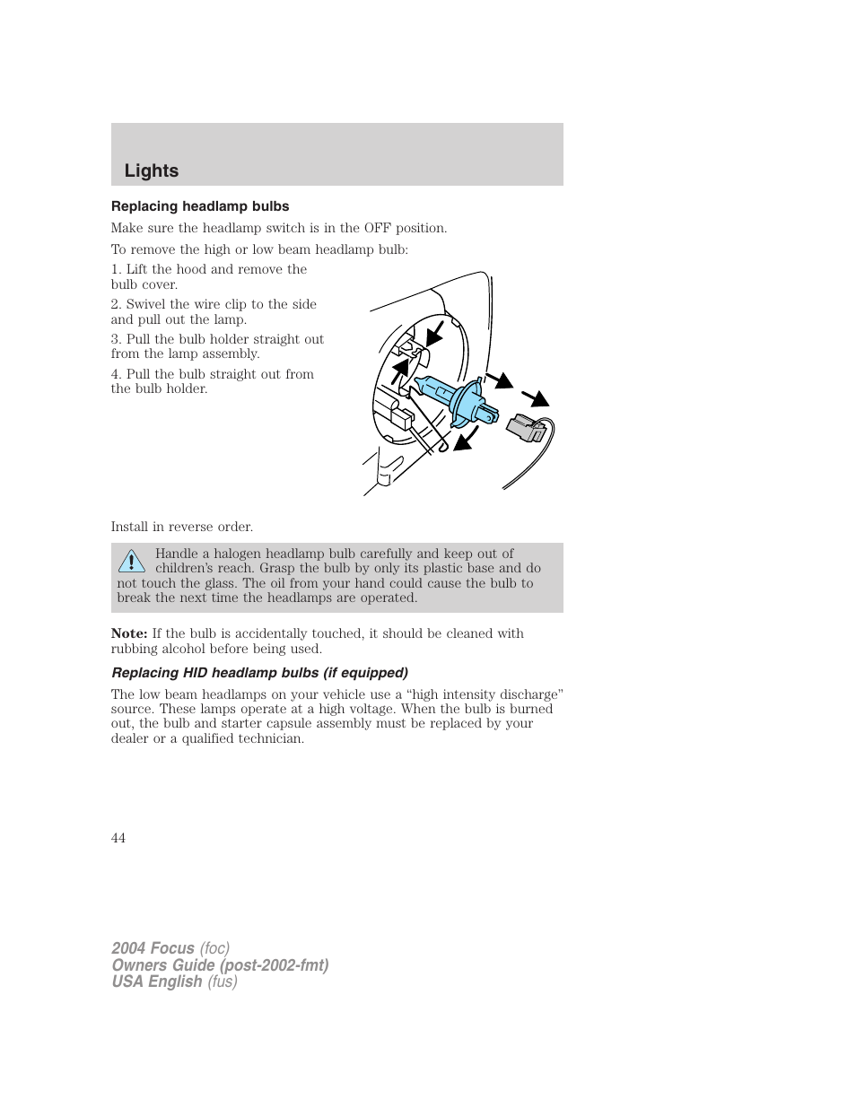 Lights | FORD 2004 Focus v.1 User Manual | Page 44 / 232