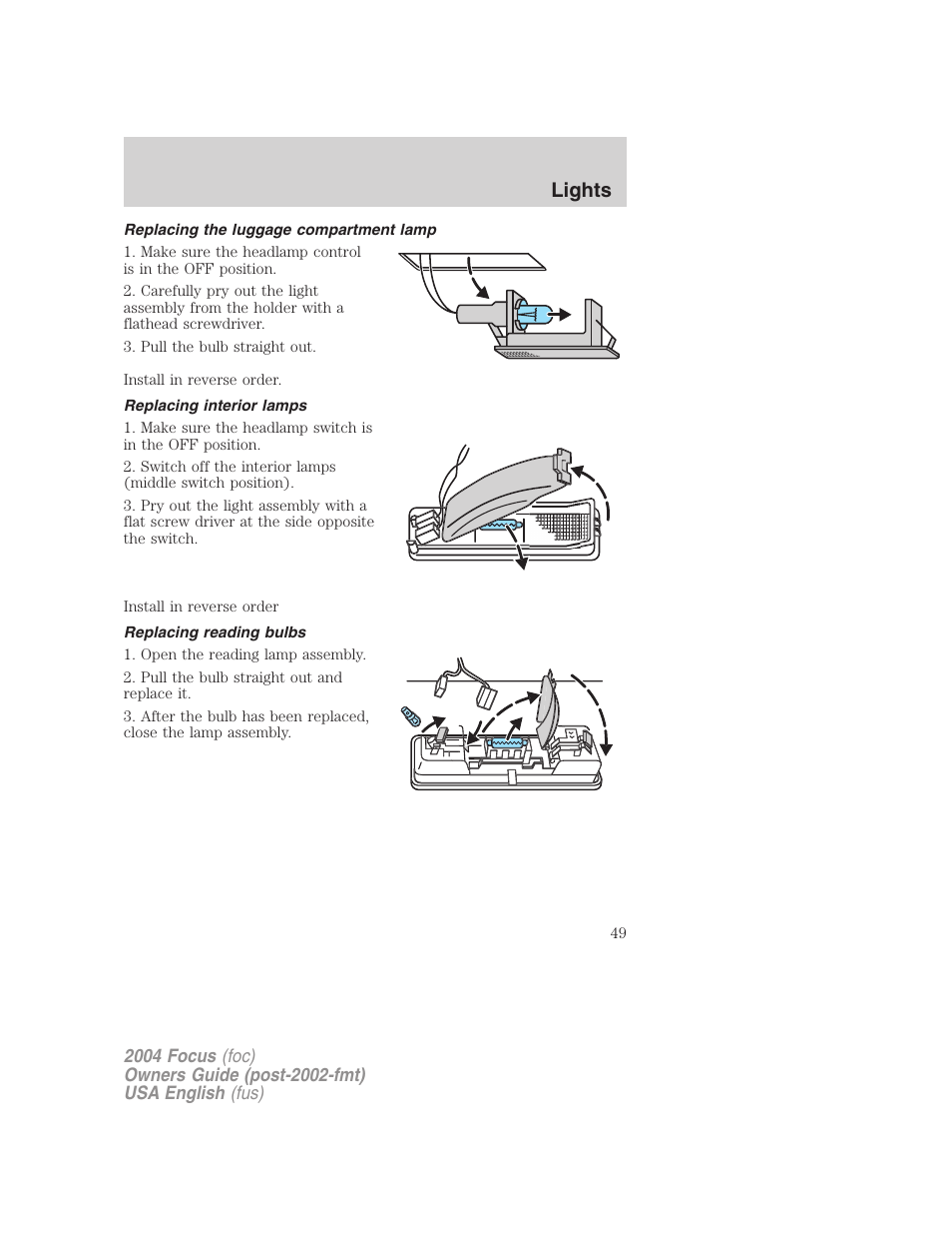 Lights | FORD 2004 Focus v.1 User Manual | Page 49 / 232