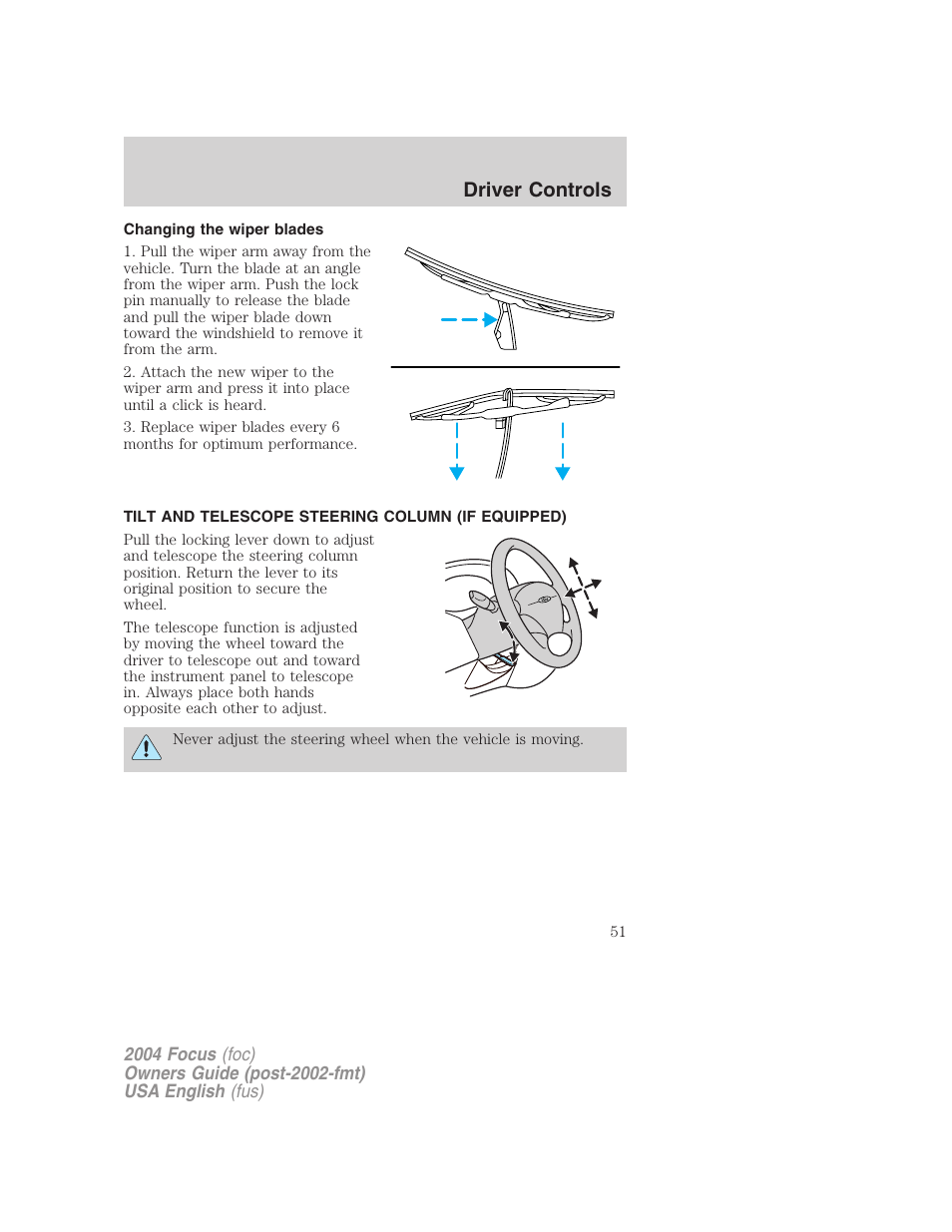 Driver controls | FORD 2004 Focus v.1 User Manual | Page 51 / 232