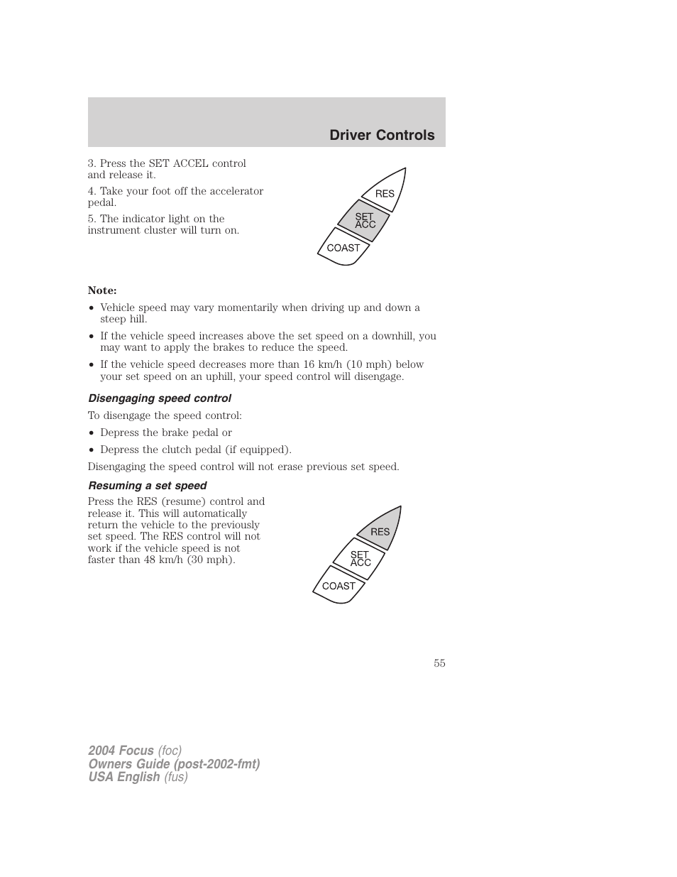 Driver controls | FORD 2004 Focus v.1 User Manual | Page 55 / 232