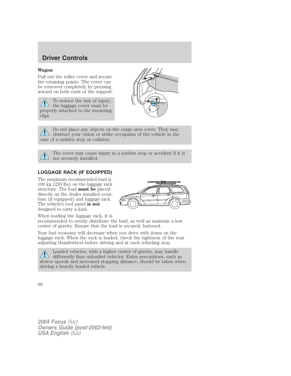 Driver controls | FORD 2004 Focus v.1 User Manual | Page 60 / 232