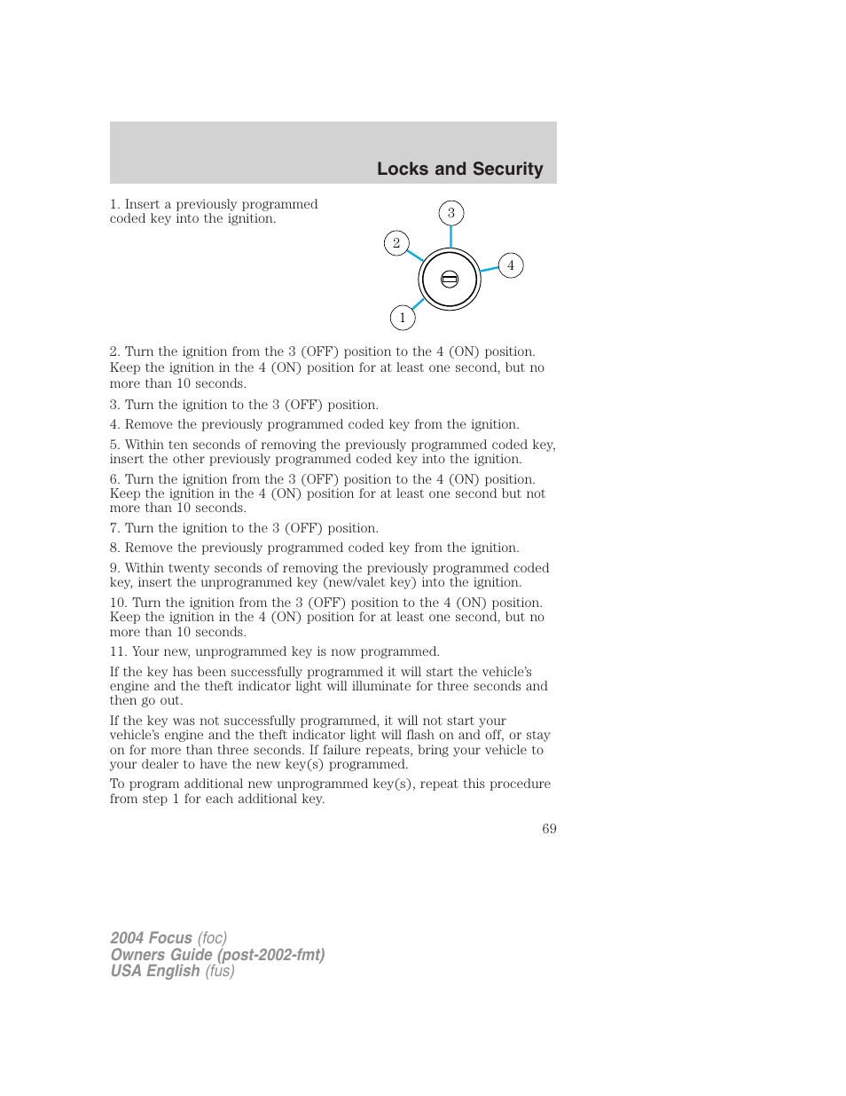 Locks and security | FORD 2004 Focus v.1 User Manual | Page 69 / 232