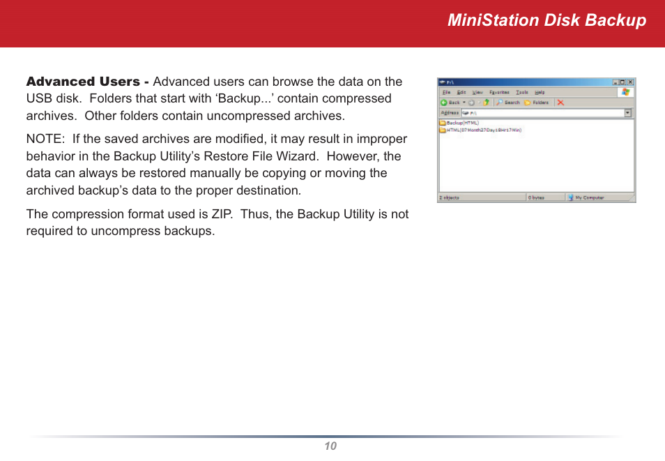 Ministation disk backup | Buffalo Technology MiniStation User Manual | Page 10 / 11
