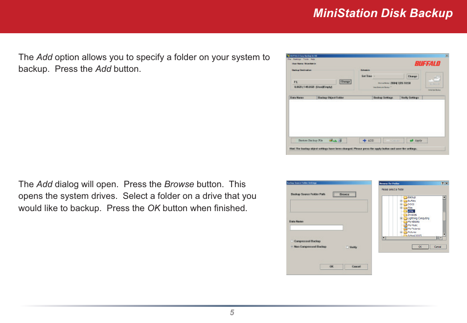 Ministation disk backup | Buffalo Technology MiniStation User Manual | Page 5 / 11