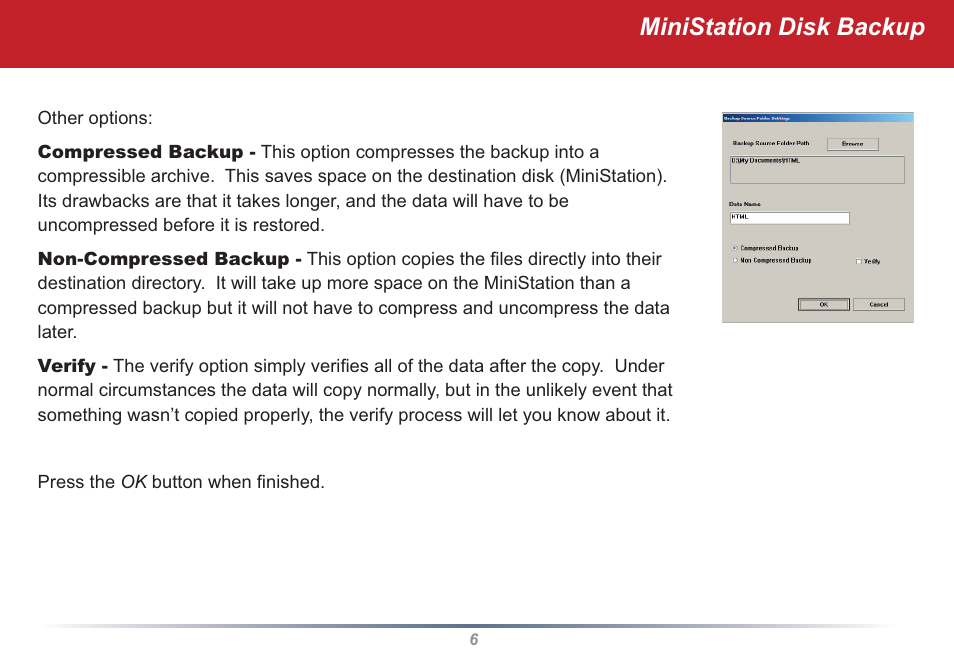 Ministation disk backup | Buffalo Technology MiniStation User Manual | Page 6 / 11
