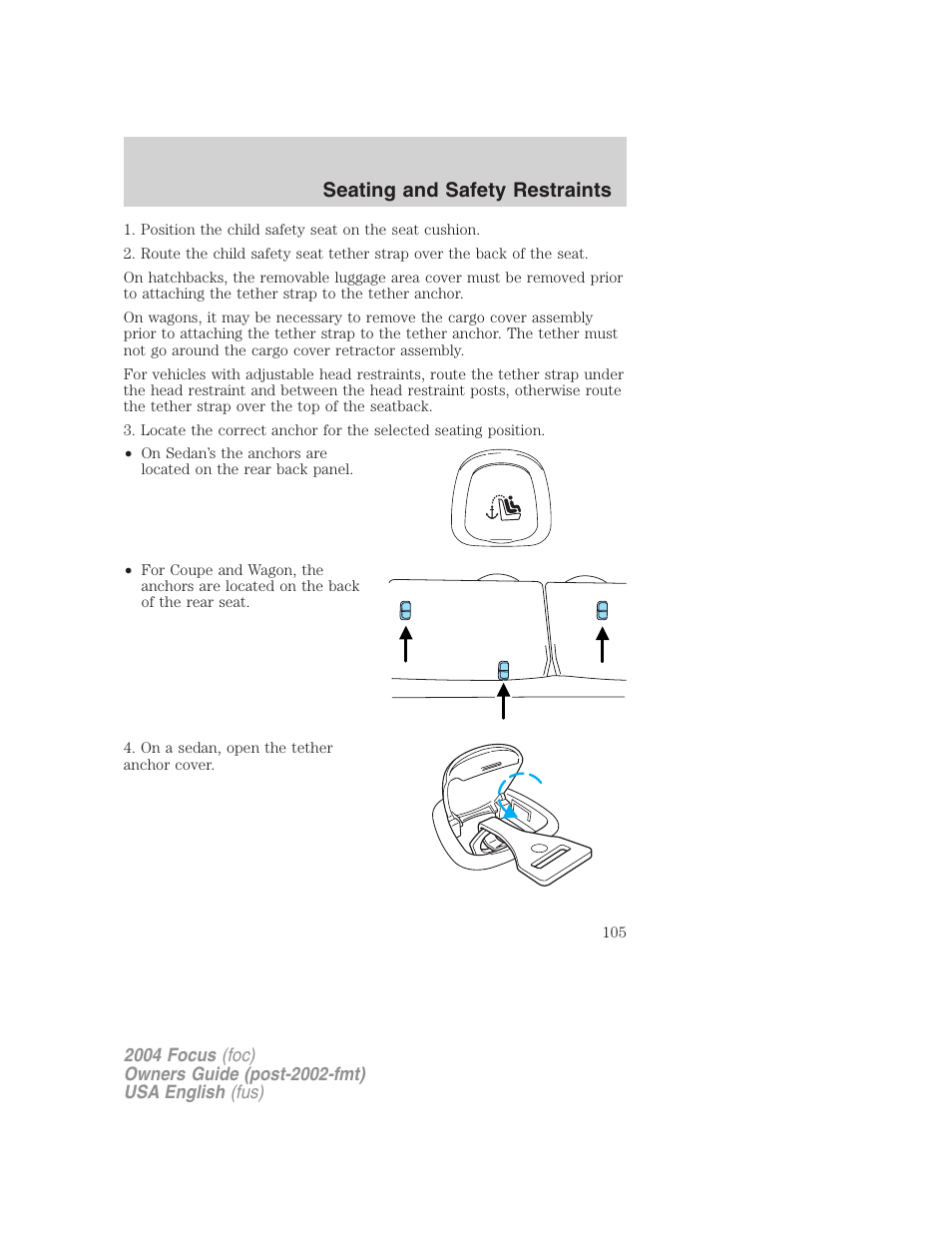 Seating and safety restraints | FORD 2004 Focus v.2 User Manual | Page 105 / 232