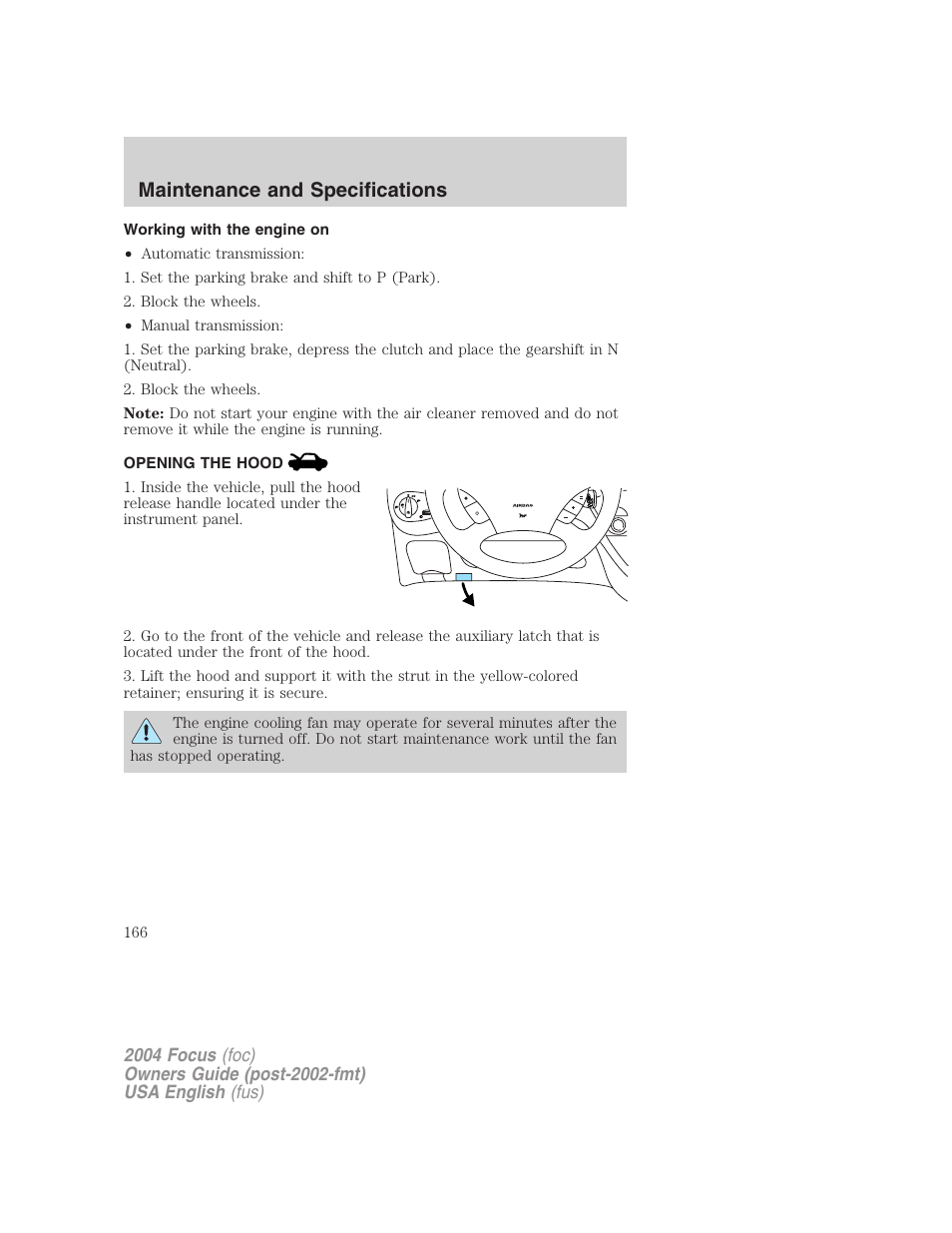 Maintenance and specifications | FORD 2004 Focus v.2 User Manual | Page 166 / 232