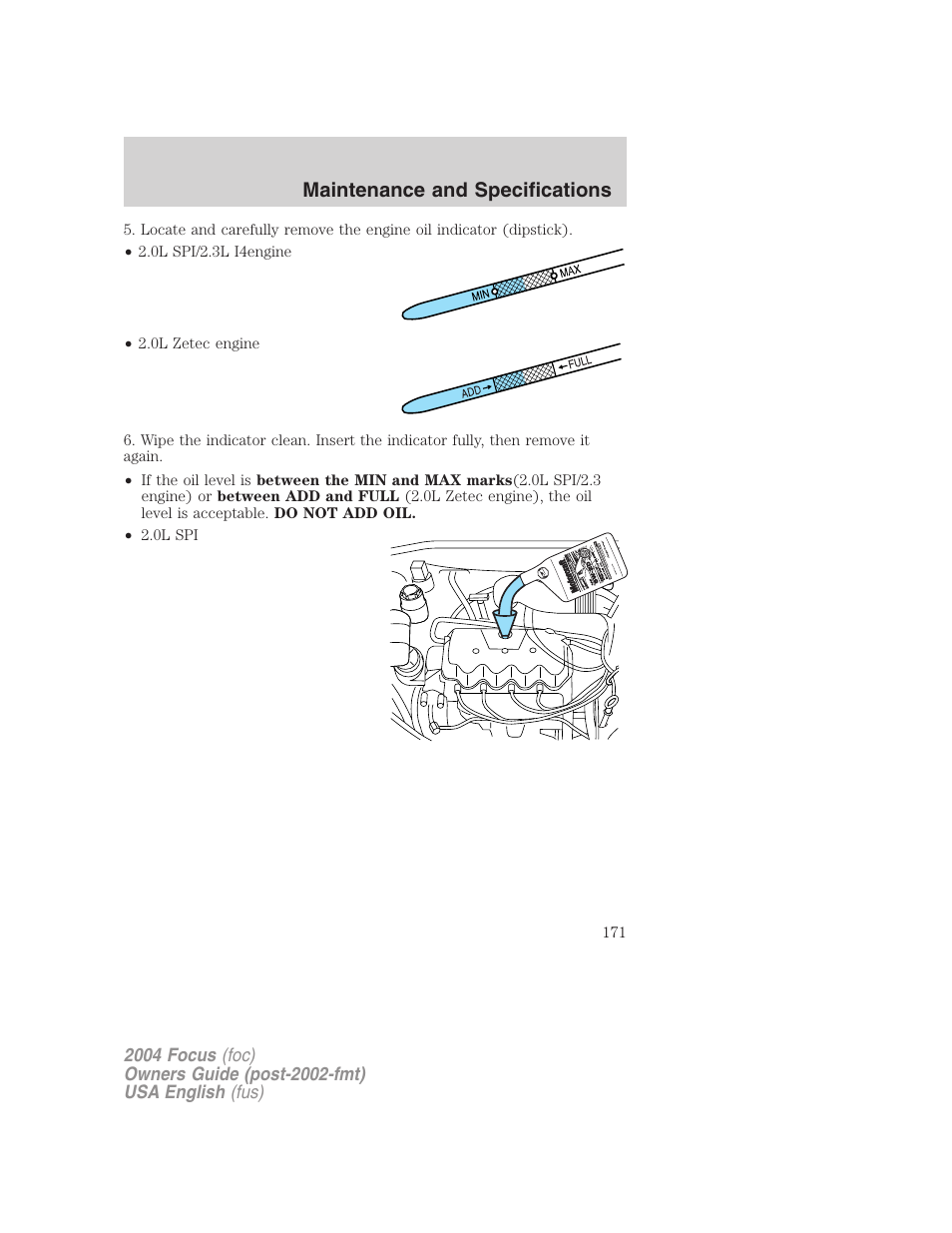 Maintenance and specifications | FORD 2004 Focus v.2 User Manual | Page 171 / 232