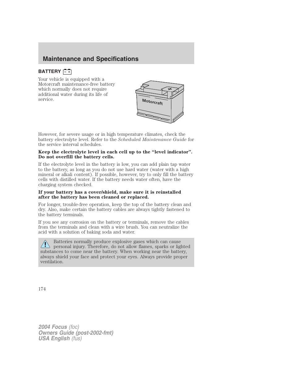 Maintenance and specifications | FORD 2004 Focus v.2 User Manual | Page 174 / 232