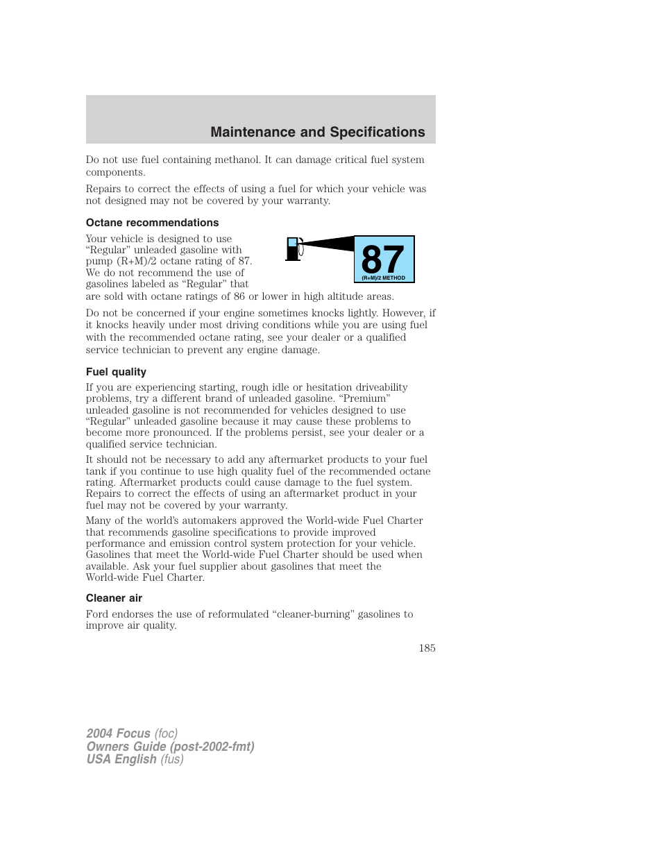 FORD 2004 Focus v.2 User Manual | Page 185 / 232