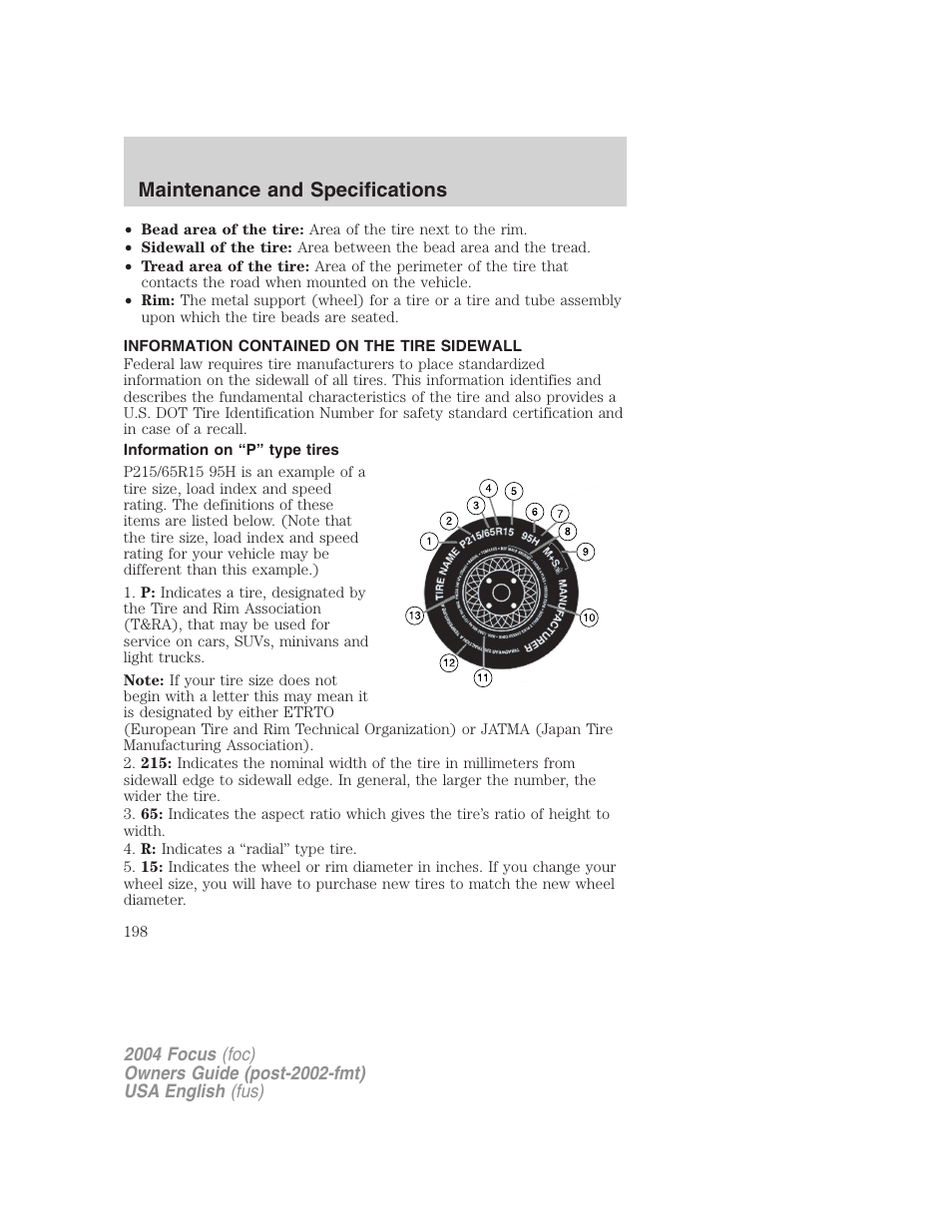 Maintenance and specifications | FORD 2004 Focus v.2 User Manual | Page 198 / 232