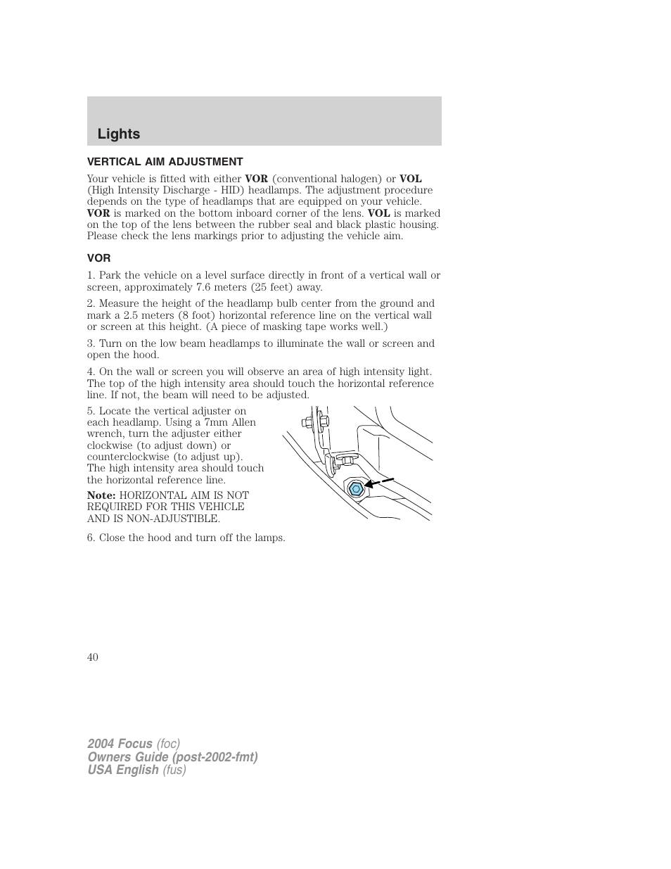 Lights | FORD 2004 Focus v.2 User Manual | Page 40 / 232