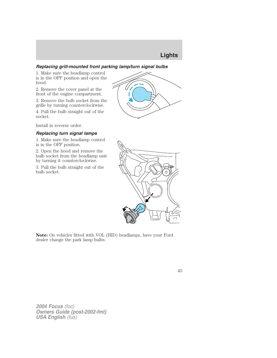 Lights | FORD 2004 Focus v.2 User Manual | Page 45 / 232