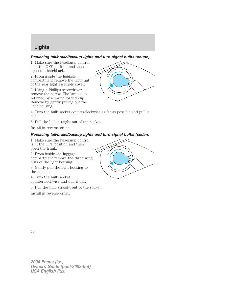 Lights | FORD 2004 Focus v.2 User Manual | Page 46 / 232