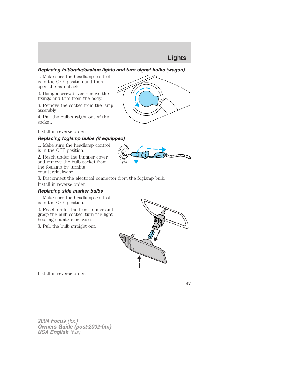 Lights | FORD 2004 Focus v.2 User Manual | Page 47 / 232