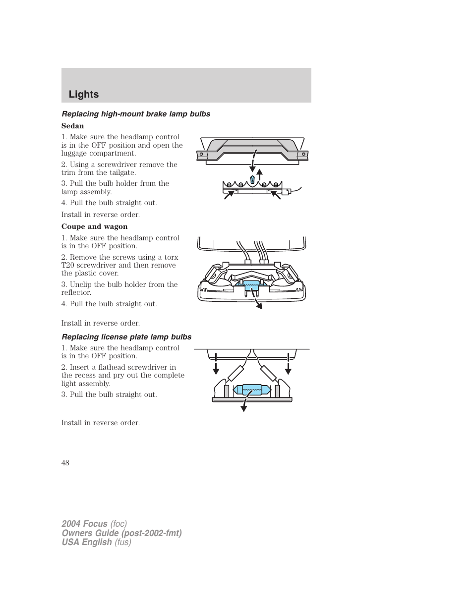 Lights | FORD 2004 Focus v.2 User Manual | Page 48 / 232