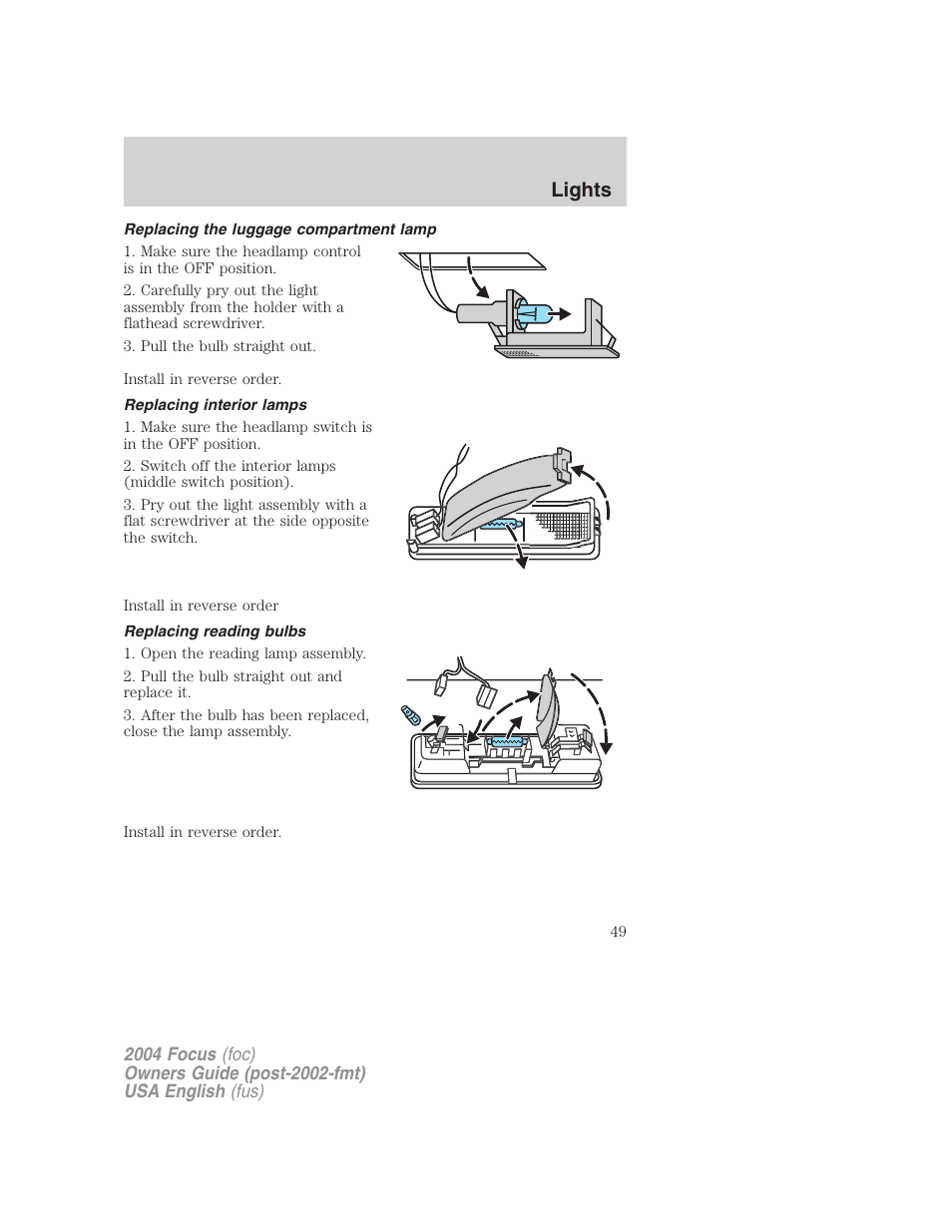 Lights | FORD 2004 Focus v.2 User Manual | Page 49 / 232