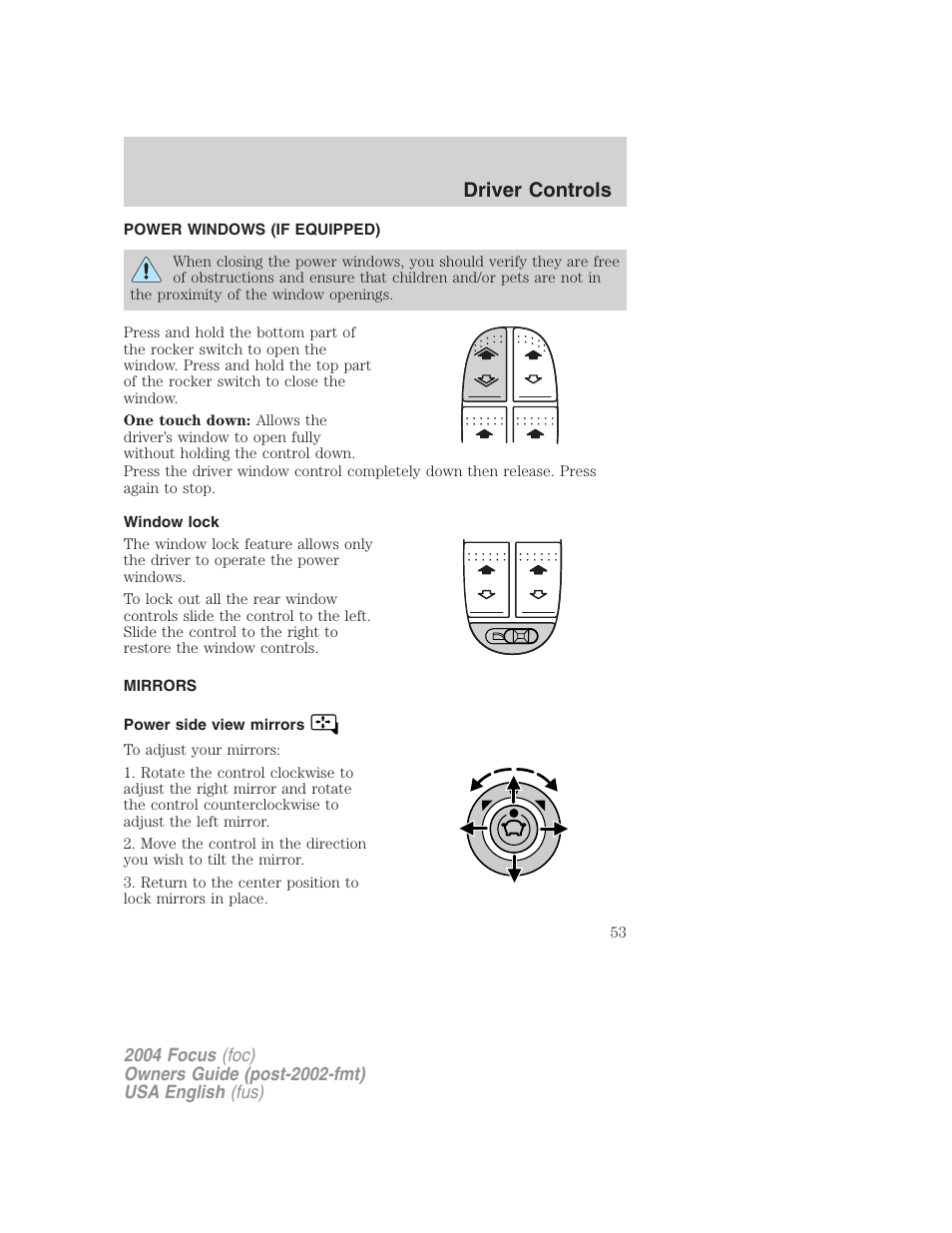Driver controls | FORD 2004 Focus v.2 User Manual | Page 53 / 232