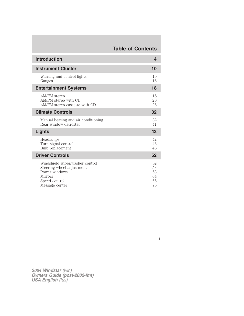 FORD 2004 Freestar v.1 User Manual | 280 pages