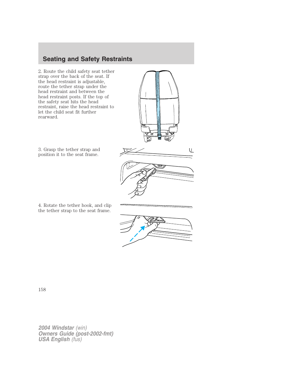 Seating and safety restraints | FORD 2004 Freestar v.1 User Manual | Page 158 / 280