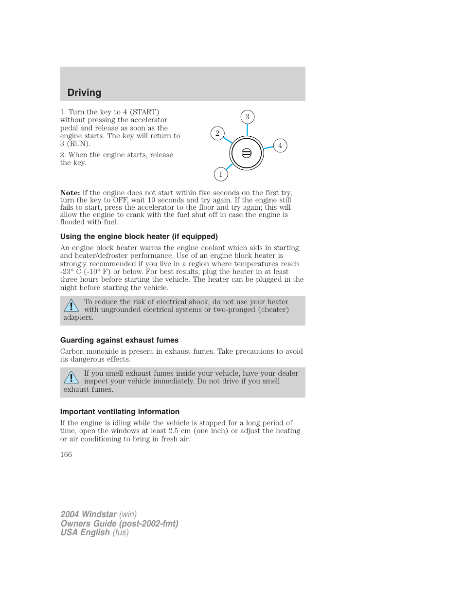 Driving | FORD 2004 Freestar v.1 User Manual | Page 166 / 280