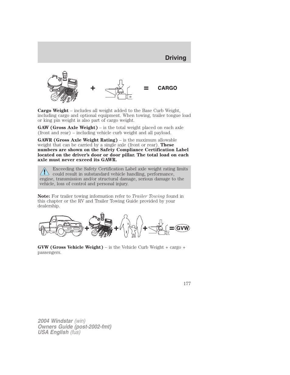 Driving | FORD 2004 Freestar v.1 User Manual | Page 177 / 280