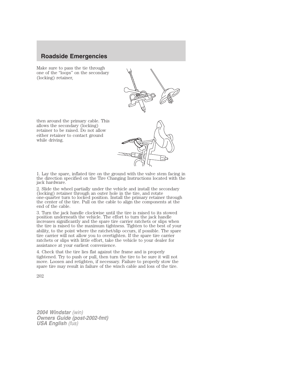 Roadside emergencies | FORD 2004 Freestar v.1 User Manual | Page 202 / 280