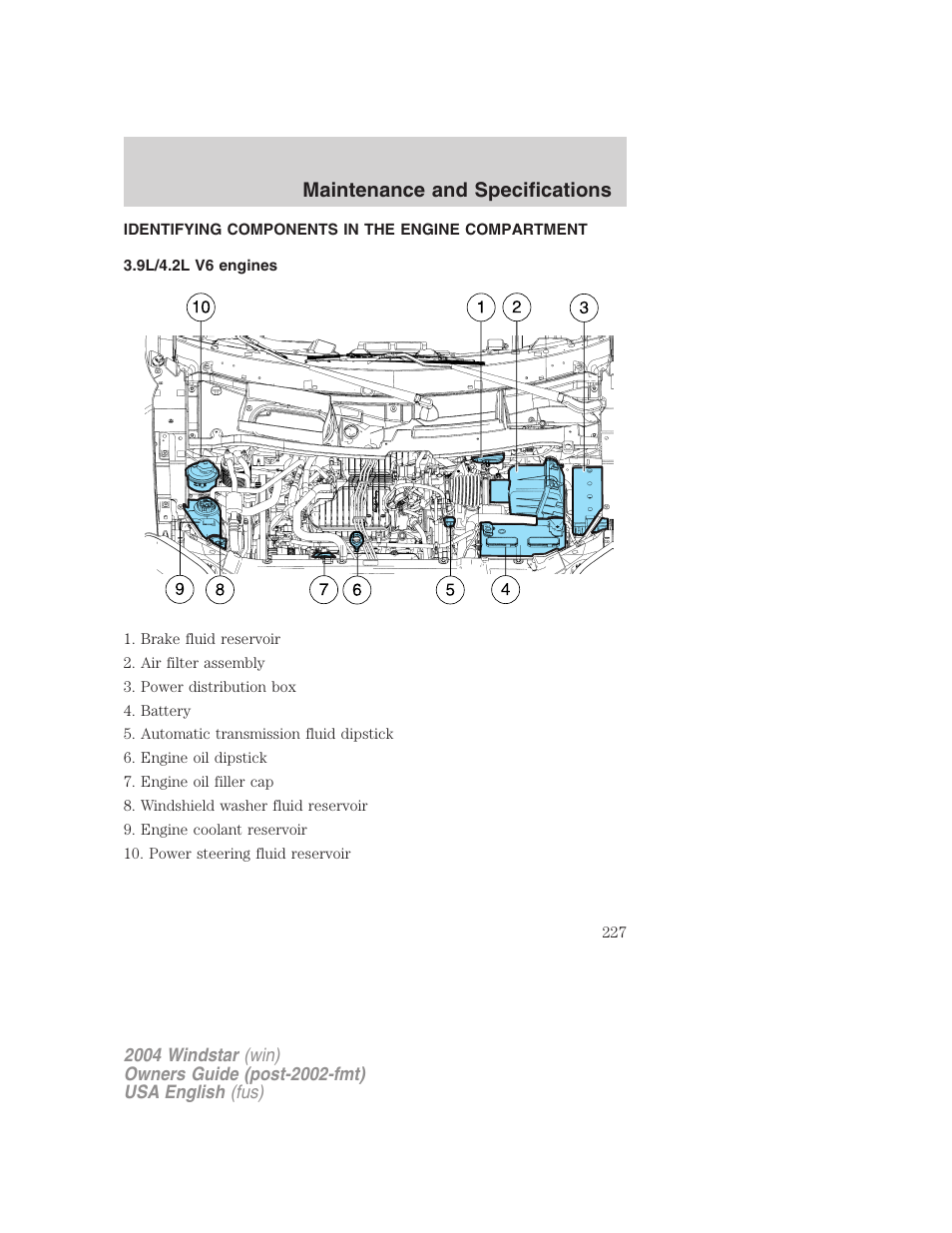 Maintenance and specifications | FORD 2004 Freestar v.1 User Manual | Page 227 / 280