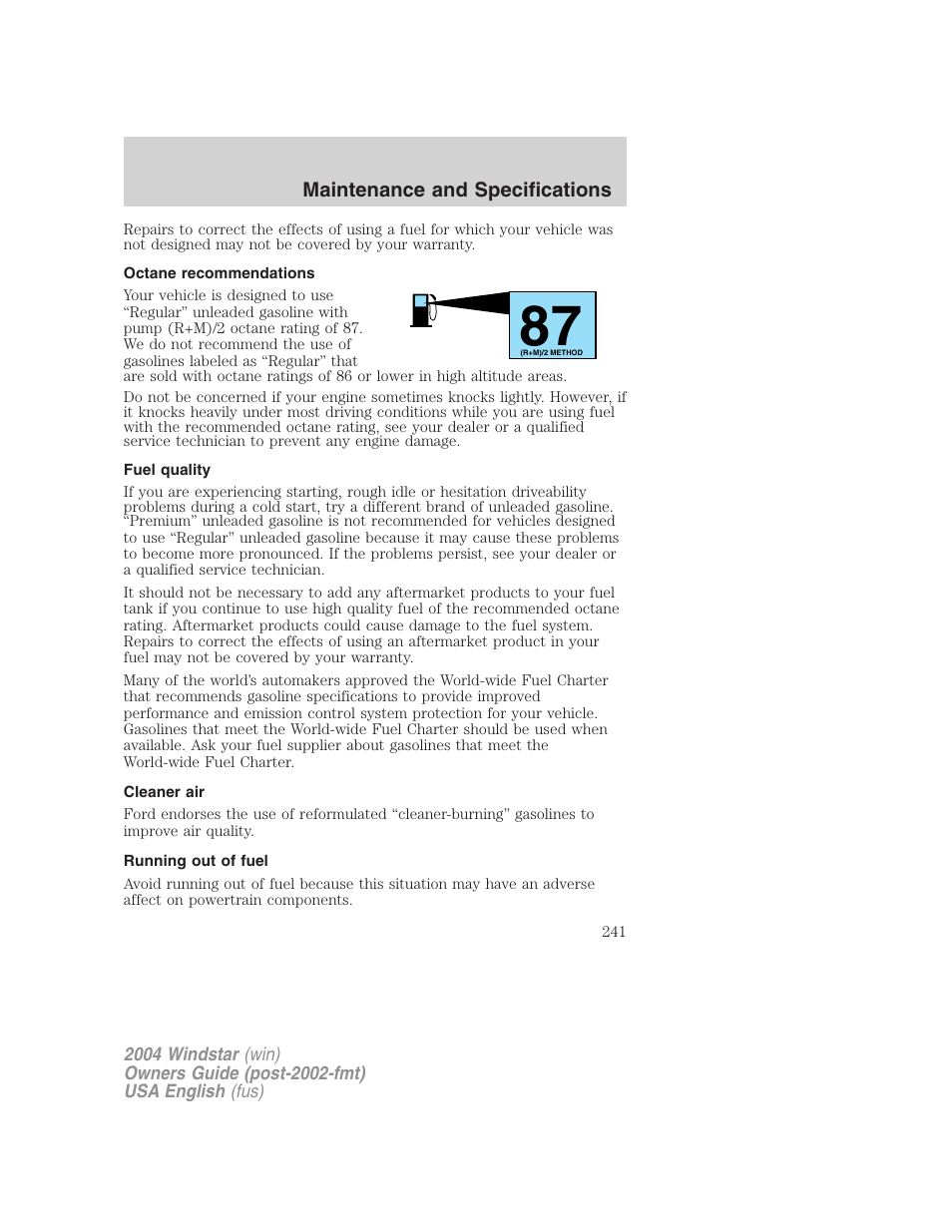 FORD 2004 Freestar v.1 User Manual | Page 241 / 280