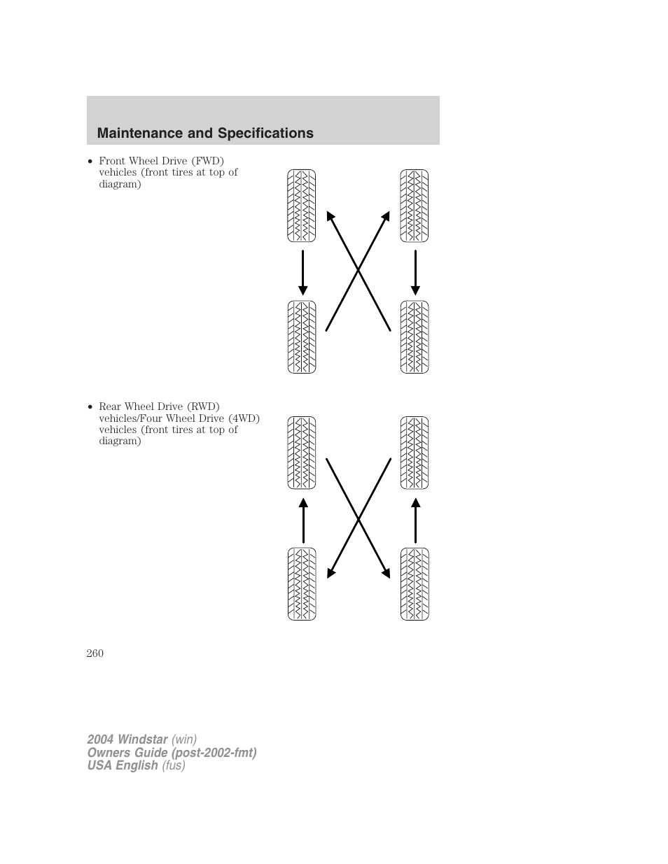 Maintenance and specifications | FORD 2004 Freestar v.1 User Manual | Page 260 / 280