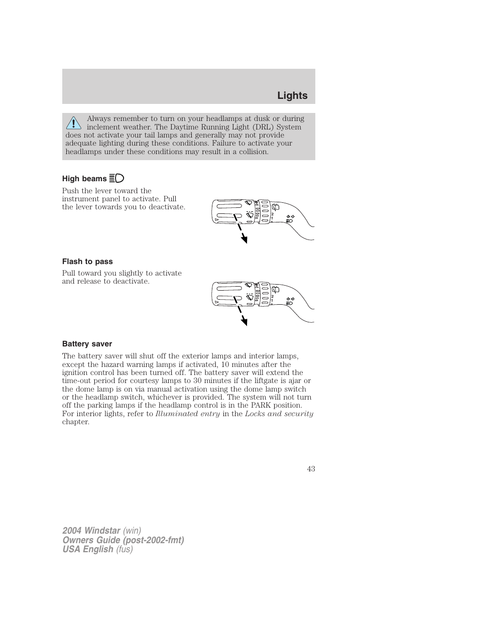 Lights | FORD 2004 Freestar v.1 User Manual | Page 43 / 280