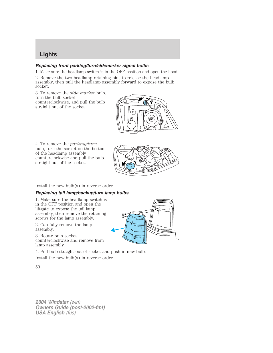 Lights | FORD 2004 Freestar v.1 User Manual | Page 50 / 280